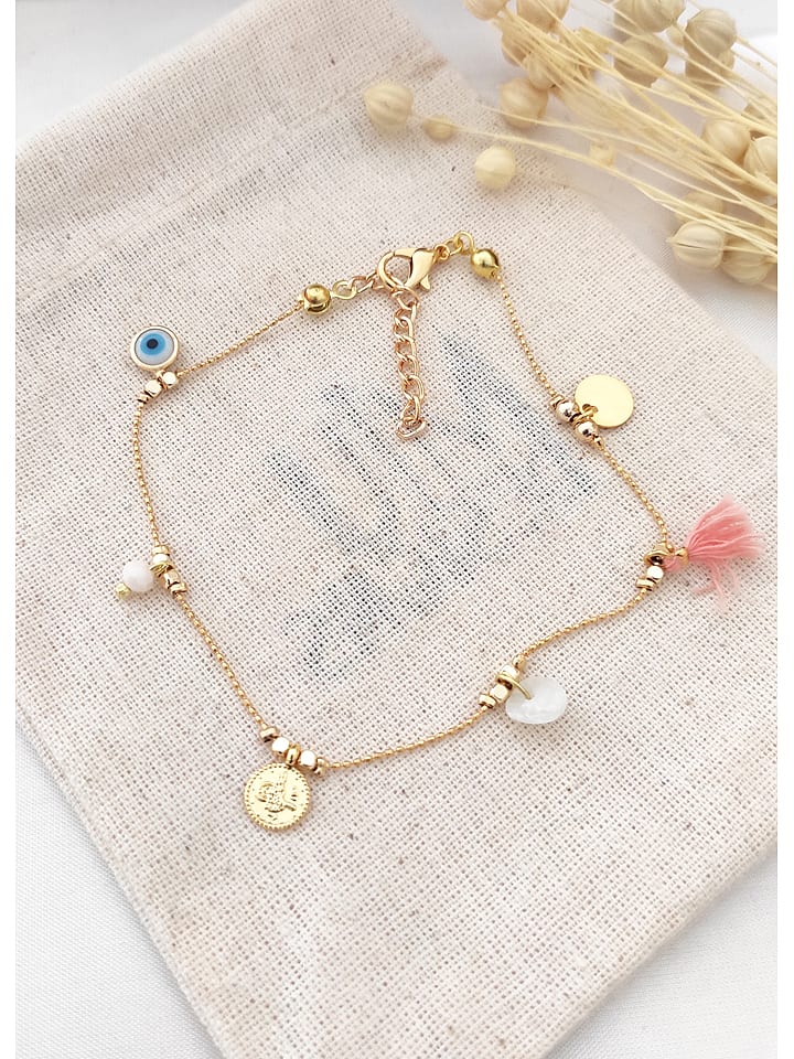 atelier MIU Pozłacana bransoletka z elementami ozdobnymi na kostkę rozmiar: onesize