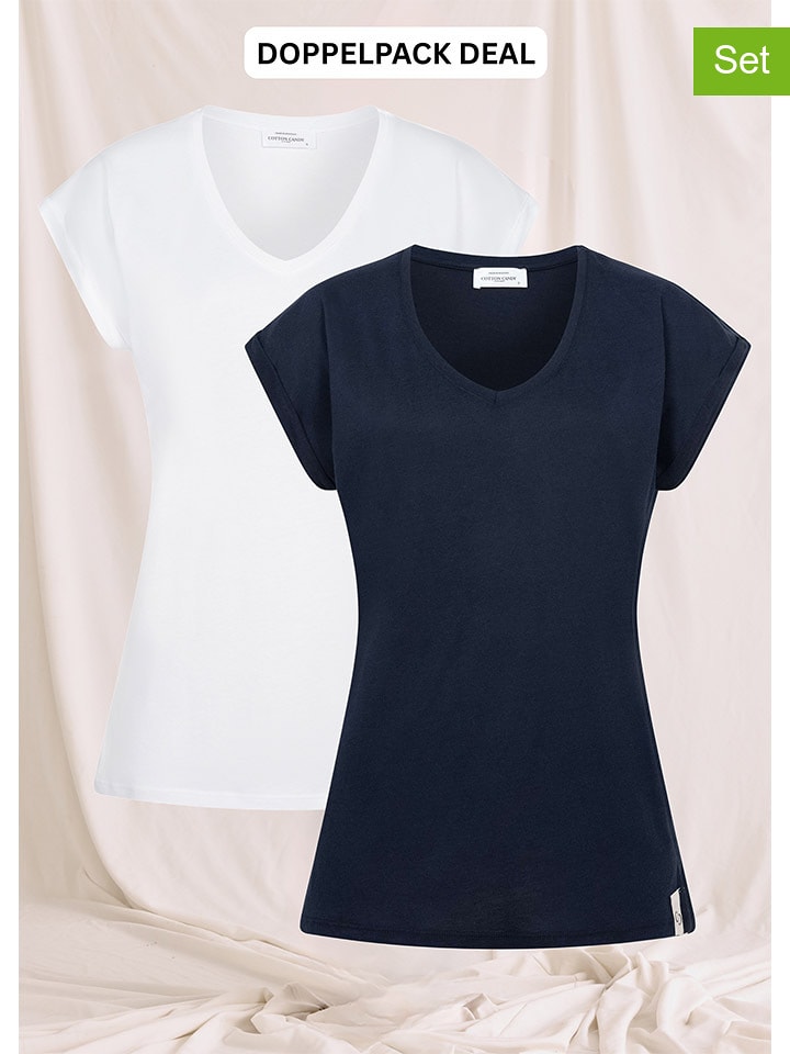 Cotton Candy Koszulki (2 szt.) "Deniz V" w kolorze granatowo-białym rozmiar: M