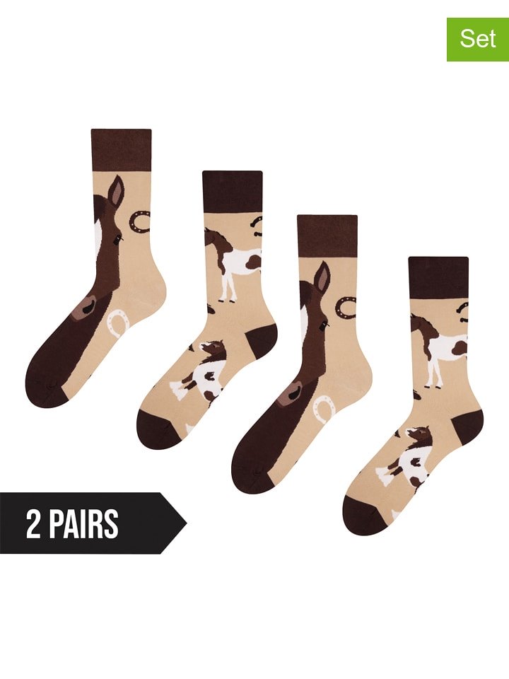 Dedoles Skarpety (2 pary) w kolorze beżowo-ciemnobrązowym rozmiar: 39-42