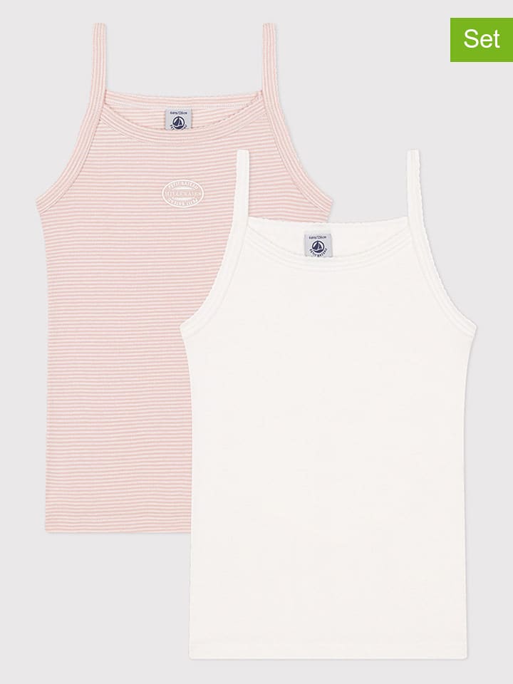 PETIT BATEAU Podkoszulki (2 szt.) w kolorze jasnoróżowym i białym rozmiar: 86