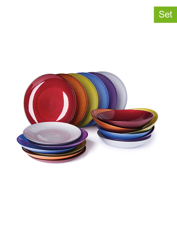 Trendy Kitchen by EXCÉLSA 18-częściowy zestaw talerzy "Diamond" ze wzorem rozmiar: onesize