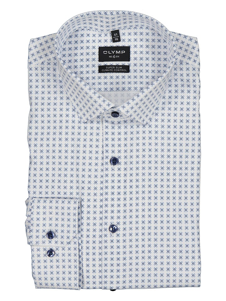 OLYMP Koszula "No 6" - Super Slim - w kolorze niebiesko-białym rozmiar: 40