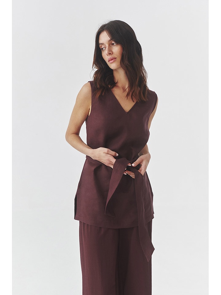 TATUUM Lniana bluzka w kolorze brązowym rozmiar: 40