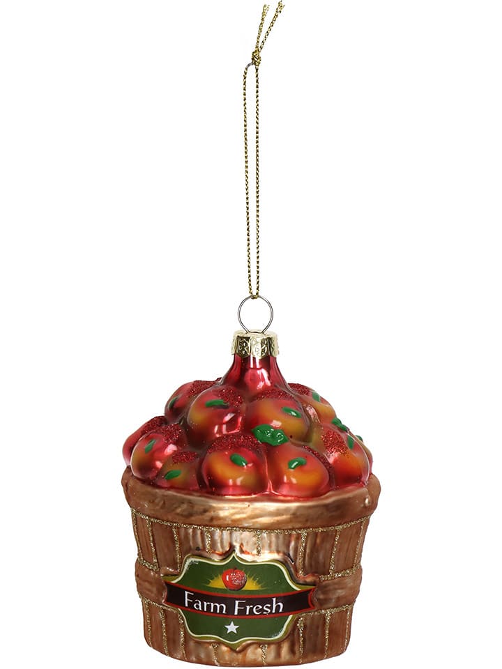 Kersten Bombka "Apple Basket" w kolorze czerwono-złotym - wys. 8 cm rozmiar: onesize