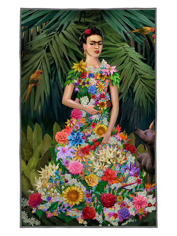 Madre Selva Ręcznik plażowy "Frida Flowers" ze wzorem - 140 x 75 cm rozmiar: onesize
