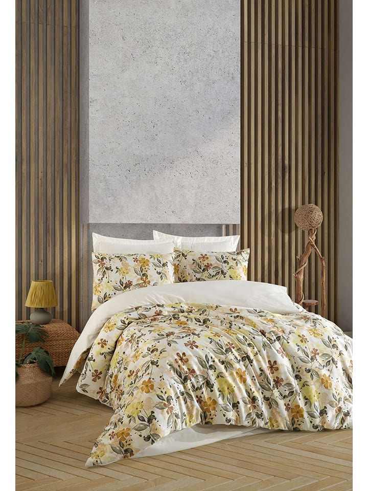 Elizabed Komplet pościeli satynowej w kolorze beżowo-żółtym rozmiar: 240x220 cm