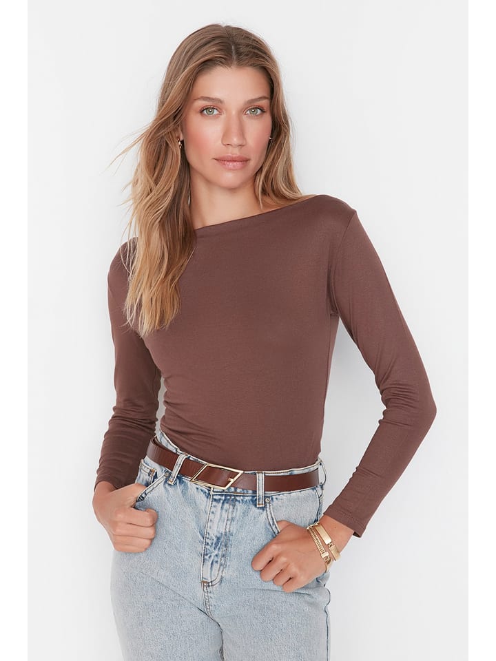 trendyol Koszulka w kolorze brązowym rozmiar: XS