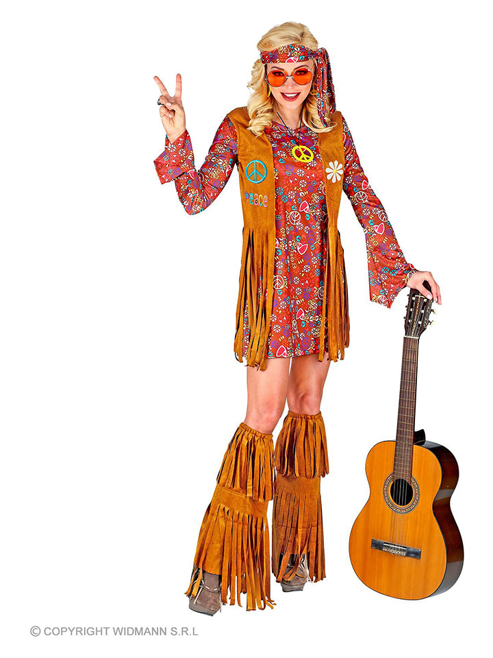 Carnival Party 4-częściowy kostium "Hippie" w kolorze jasnobrązowo-czerwonym rozmiar: L