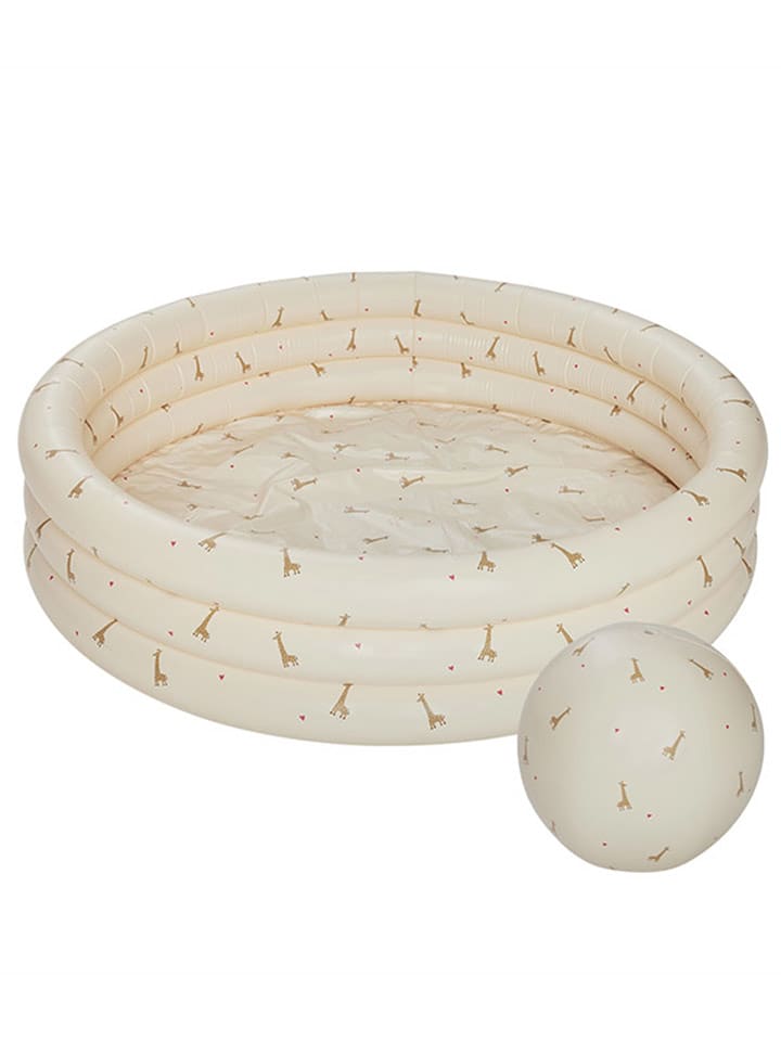 OYOY mini Brodzik "Giraffe" w kolorze beżowym z piłką - wys. 26 cm x Ø 120 cm - 3+ rozmiar: onesize