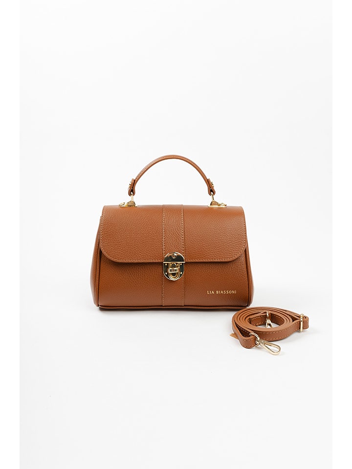 Lia Biassoni Skórzana torebka w kolorze jasnobrązowym - 27 x 19 x 13 cm rozmiar: onesize