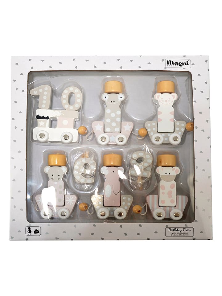Magni Dekoracja urodzinowa "Animals Train" w kolorze szaro-białym rozmiar: onesize