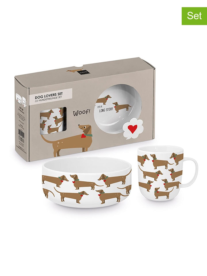 ppd 2-częściowy zestaw "Long Story Dog" w kolorze biało-jasnobrązowym rozmiar: onesize