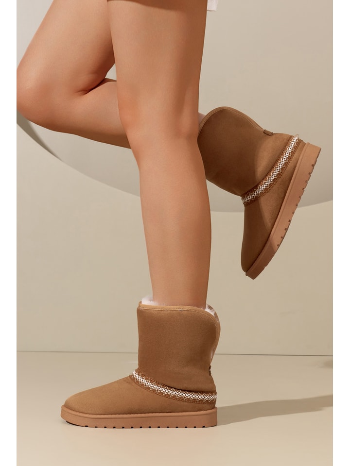 C'M Botki zimowe w kolorze jasnobrązowym rozmiar: 36