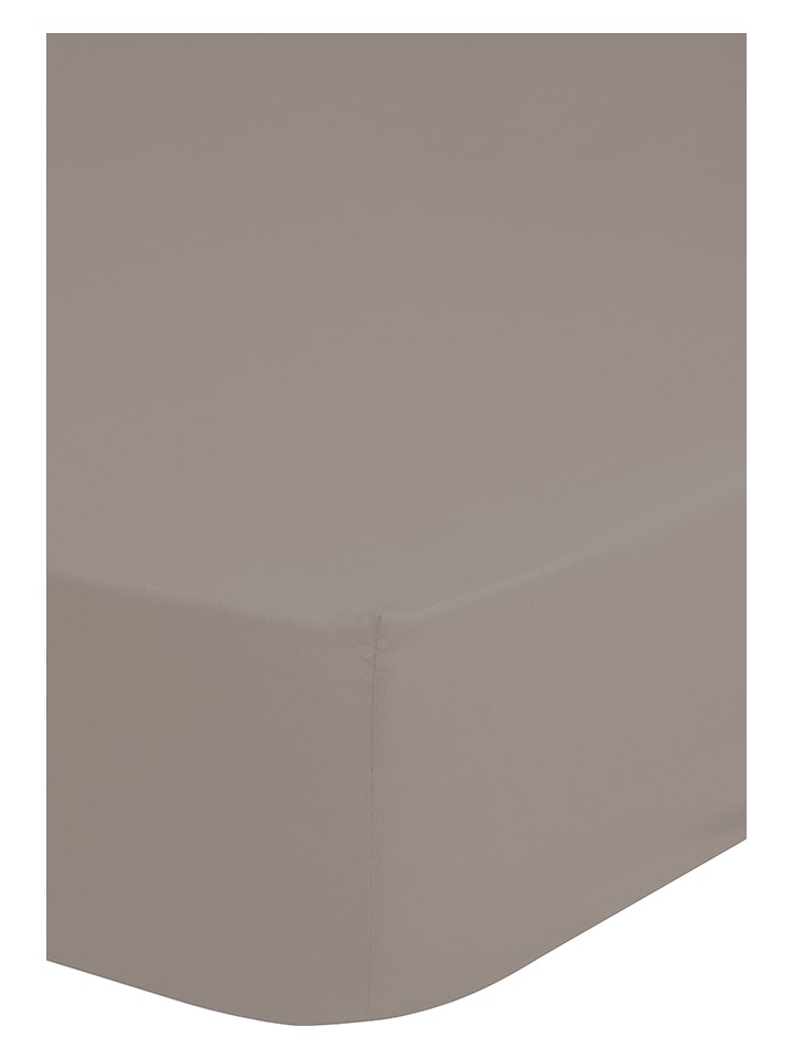 Good Morning Satynowe prześcieradło w kolorze szarobrązowym na gumce rozmiar: 180x220 cm