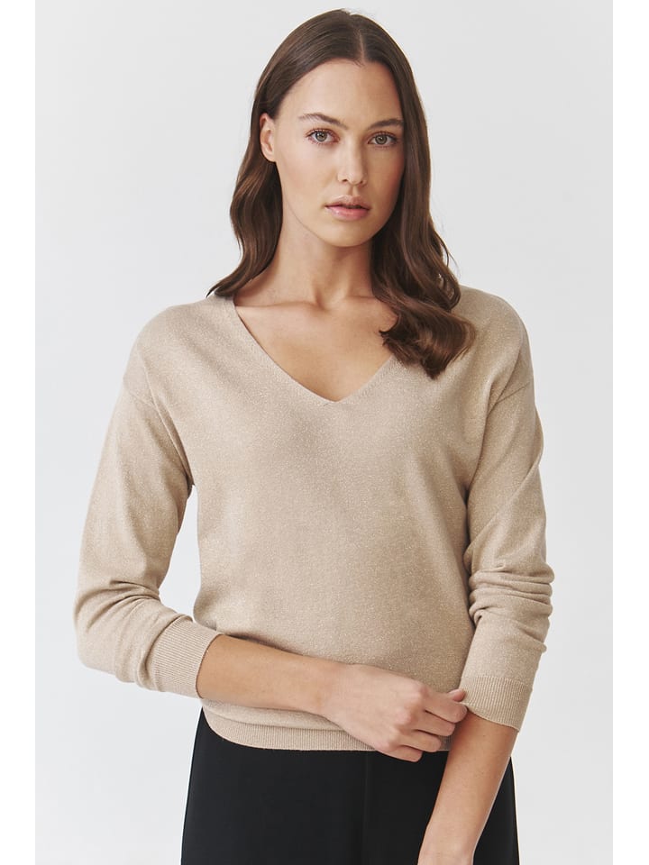 TATUUM Sweter "Flare" w kolorze beżowym rozmiar: M