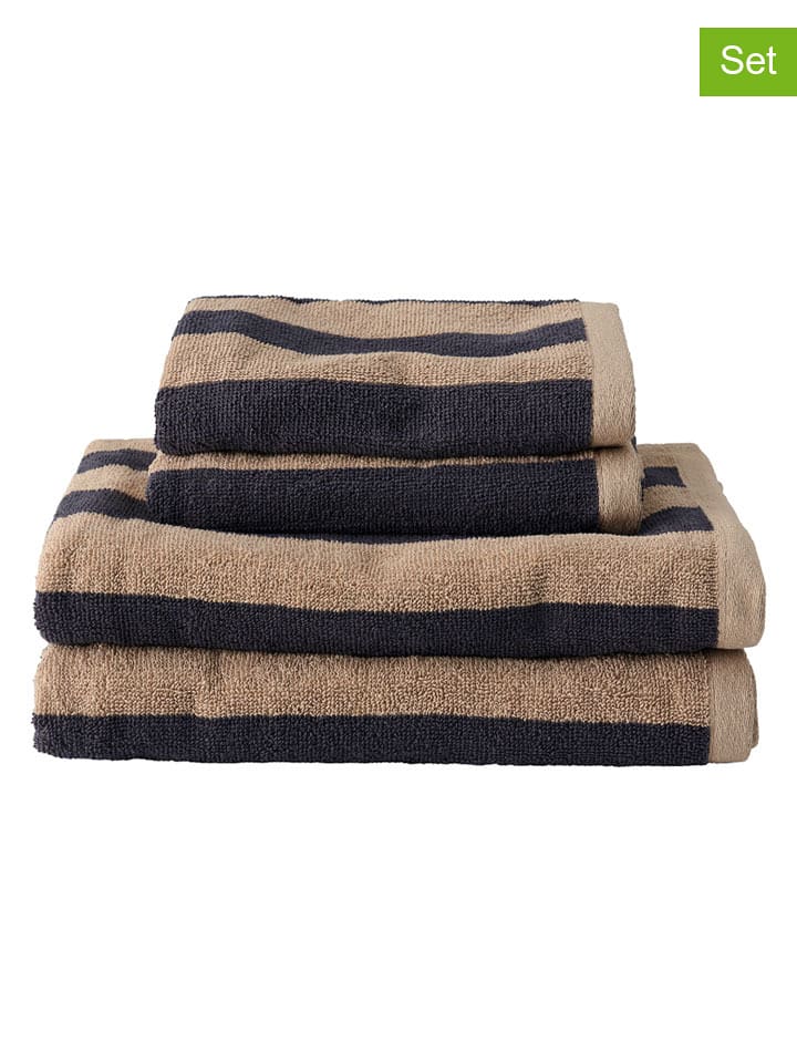 Ellos Home 4-częściowy zestaw ręczników "Saga" w kolorze granatowo-beżowym rozmiar: onesize