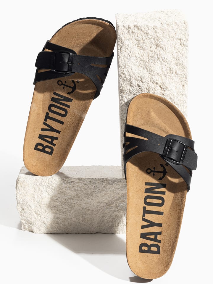 BAYTON Skórzane klapki "Athena" w kolorze czarnym rozmiar: 40