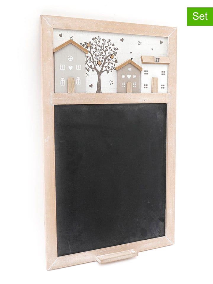 SiL Interiors Tablice (3 szt.) w kolorze beżowo-czarnym - 34 x 55 x 3 cm rozmiar: onesize