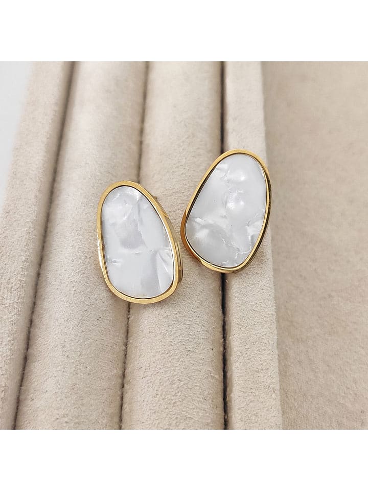 Nakkash Pozłacane kolczyki-wkrętki z masą perłową rozmiar: onesize