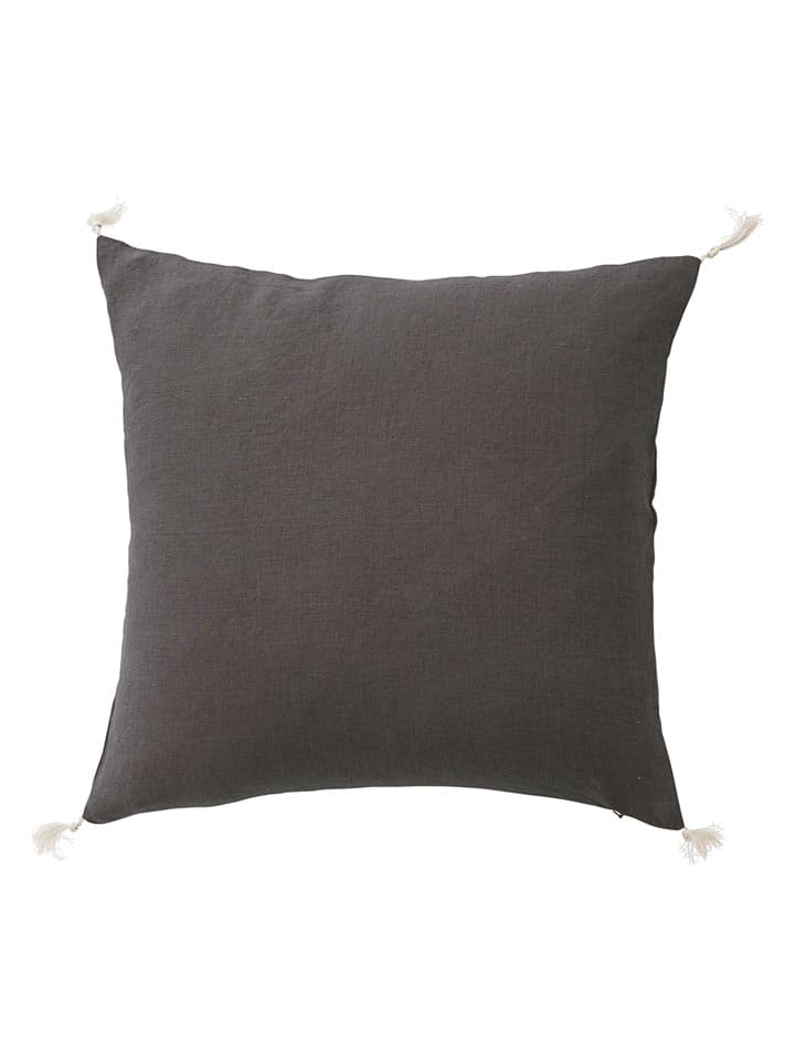 Ellos Home Lniana poszewka "Candice" w kolorze czarnym na poduszkę rozmiar: 50x50 cm