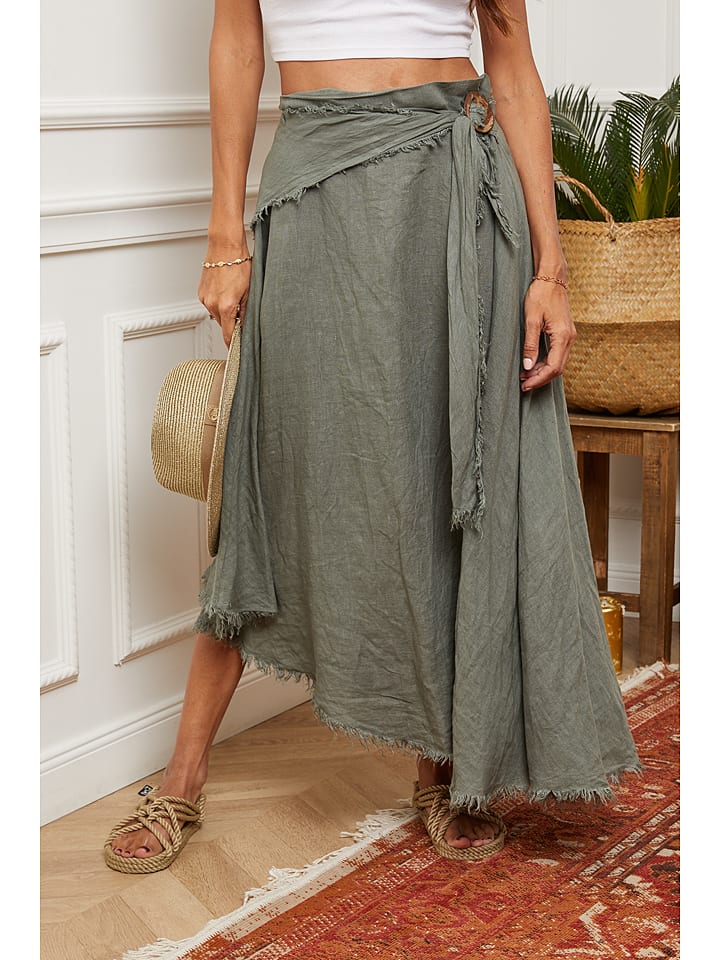 La Compagnie Du Lin Lniana spódnica w kolorze khaki rozmiar: M