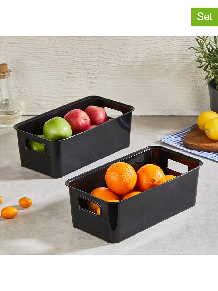 Violeta Home Pojemniki (2 szt.) w kolorze czarnym - 17 x 10,5 x 31 cm rozmiar: onesize