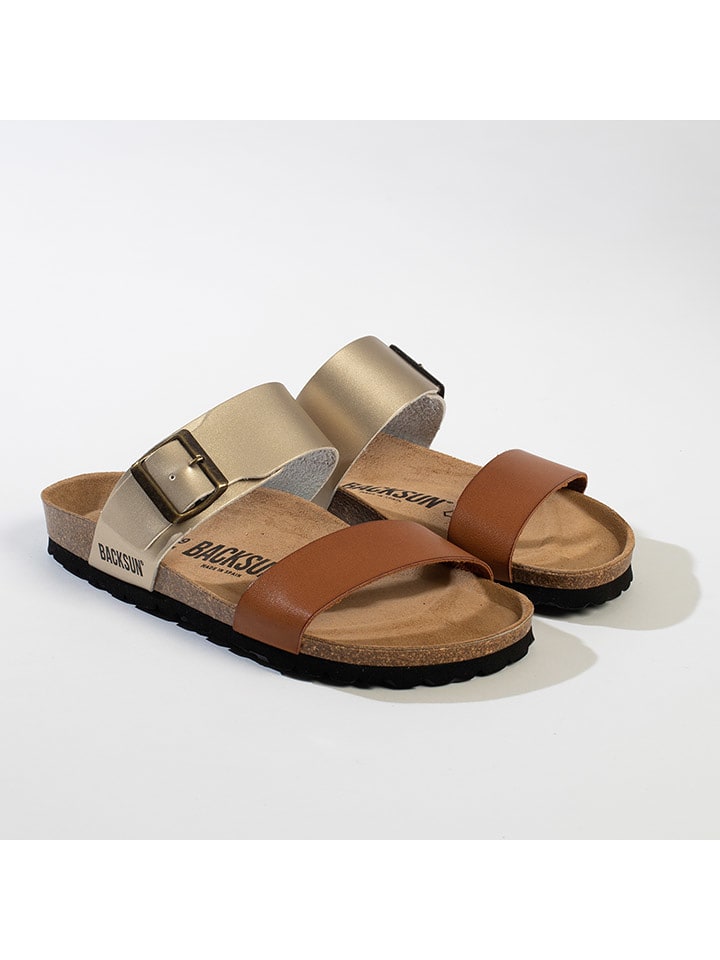 BACKSUN Klapki w kolorze złoto-jasnobrązowym rozmiar: 41