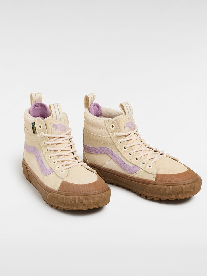 Vans Skórzane sneakersy "Sk8-Hi" w kolorze beżowo-fioletowym rozmiar: 36