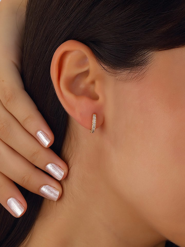 Nakkash Pozłacane kolczyki-kreole z cyrkoniami rozmiar: onesize