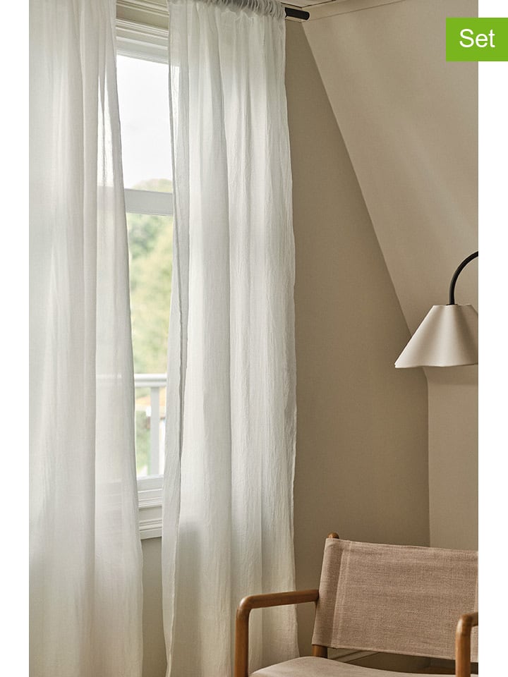 Jotex Zasłony (2 szt.) "Layer" w kolorze białym rozmiar: 220 cm