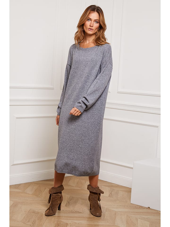 Joséfine Sukienka dzianinowa "Estudiente" w kolorze szarym rozmiar: S
