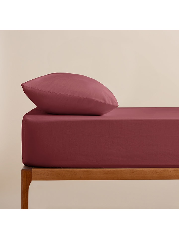 ethere Perkalowe prześcieradło "Sakura" w kolorze fioletowym na gumce rozmiar: 135x190/200 cm