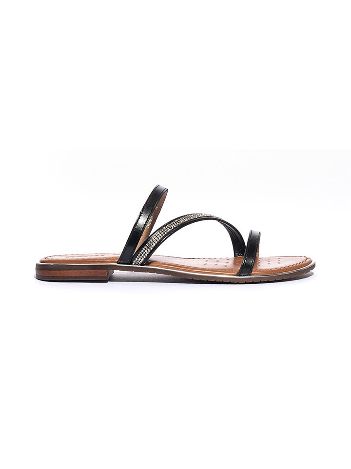 Geox Skórzane klapki "Sozy Plus" w kolorze czarnym rozmiar: 39