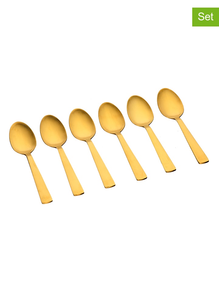 Björn Łyżeczki (6 szt.) "Telmo" w kolorze złotym do kawy - dł. 12 cm rozmiar: onesize