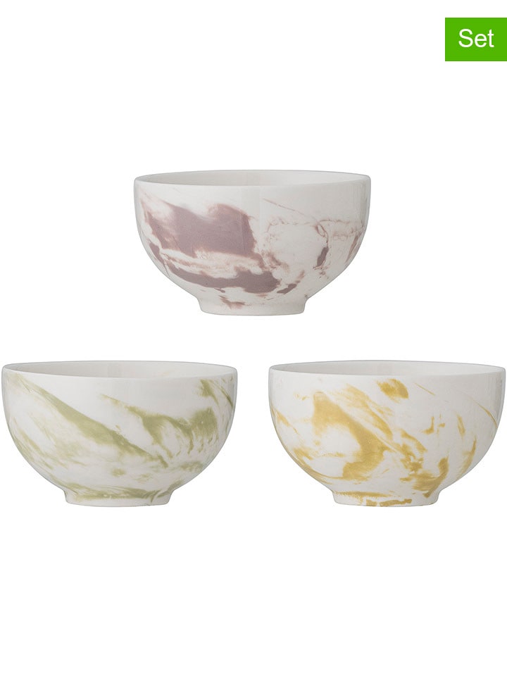 Bloomingville Miski (3 szt.) "Palma" w kolorze zielono-żółto-fioletowym - Ø 11 cm rozmiar: onesize
