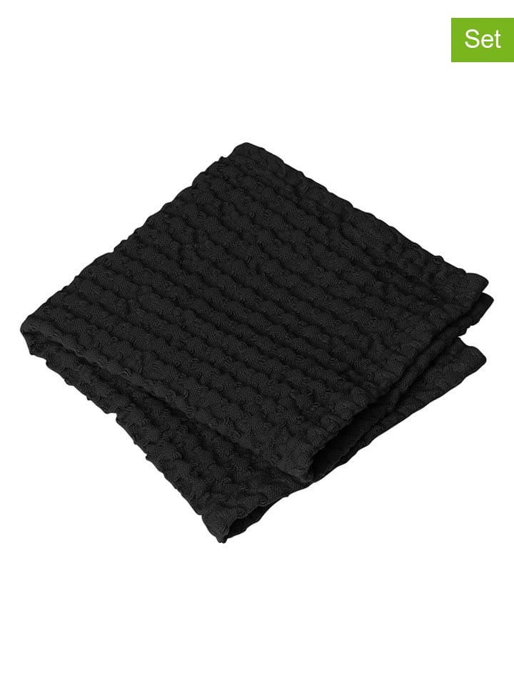 Blomus Ręczniki (2 szt.) "Caro" w kolorze czarnym dla gości - 30 x 30 cm rozmiar: onesize
