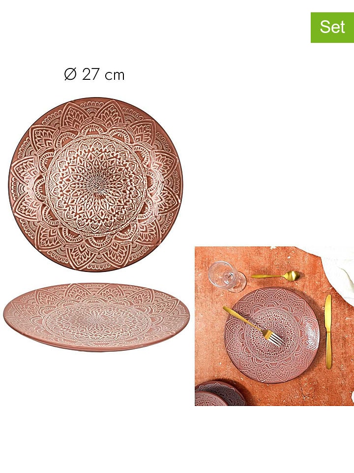 Ethnical Life Talerze obiadowe (6 szt.) "Sahara" w kolorze pomarańczowym - Ø 27 cm rozmiar: onesize