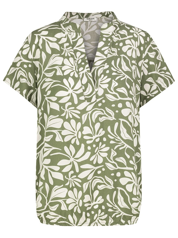 Sublevel Bluzka w kolorze zielono-kremowym rozmiar: S