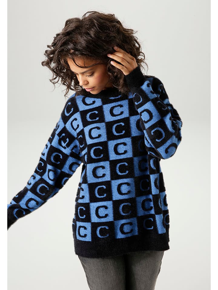 Aniston Sweter w kolorze czarno-niebieskim rozmiar: 38