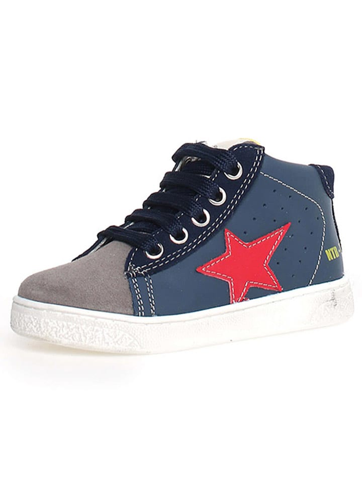 Naturino Skórzane sneakersy "Pinn" w kolorze granatowo-szarym rozmiar: 36