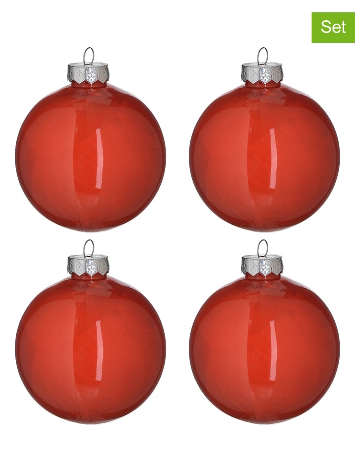 InArt Bombki (4 szt.) w kolorze czerwonym - Ø 10 cm rozmiar: onesize
