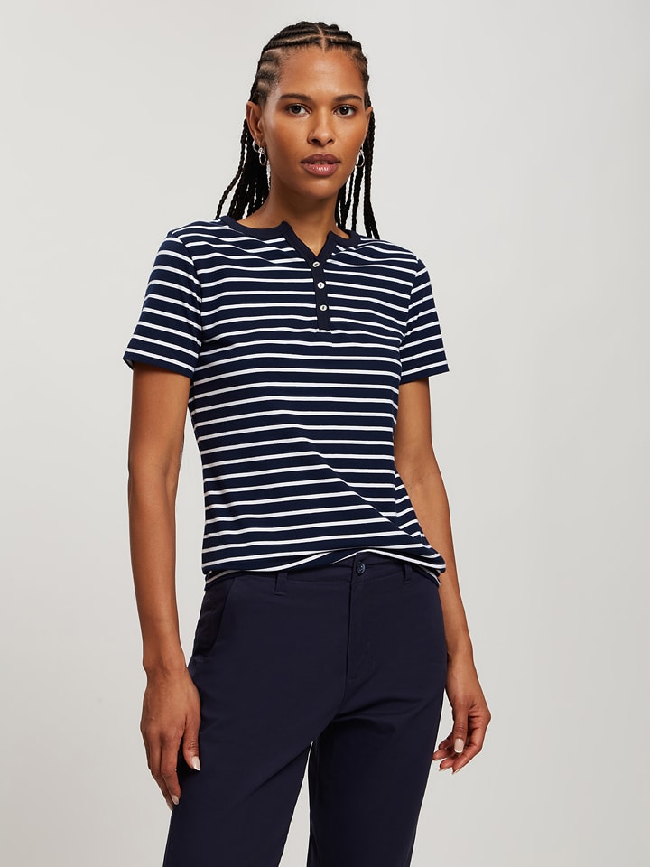 Cross Jeans Koszulka w kolorze granatowo-białym rozmiar: M