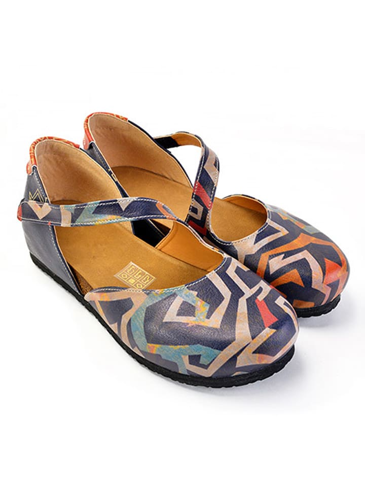 Goby Skórzane baleriny w kolorze granatowym ze wzorem rozmiar: 39