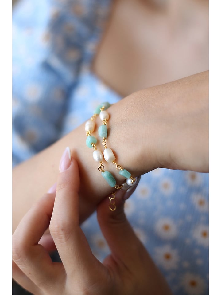 Pierres delicates Bransoletka w kolorze białym z perłami i akwamarynami rozmiar: onesize