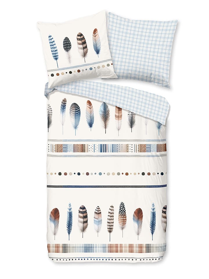 Good Morning Komplet pościeli flanelowej "Niba" w kolorze błękitno-białym rozmiar: 260x220 cm