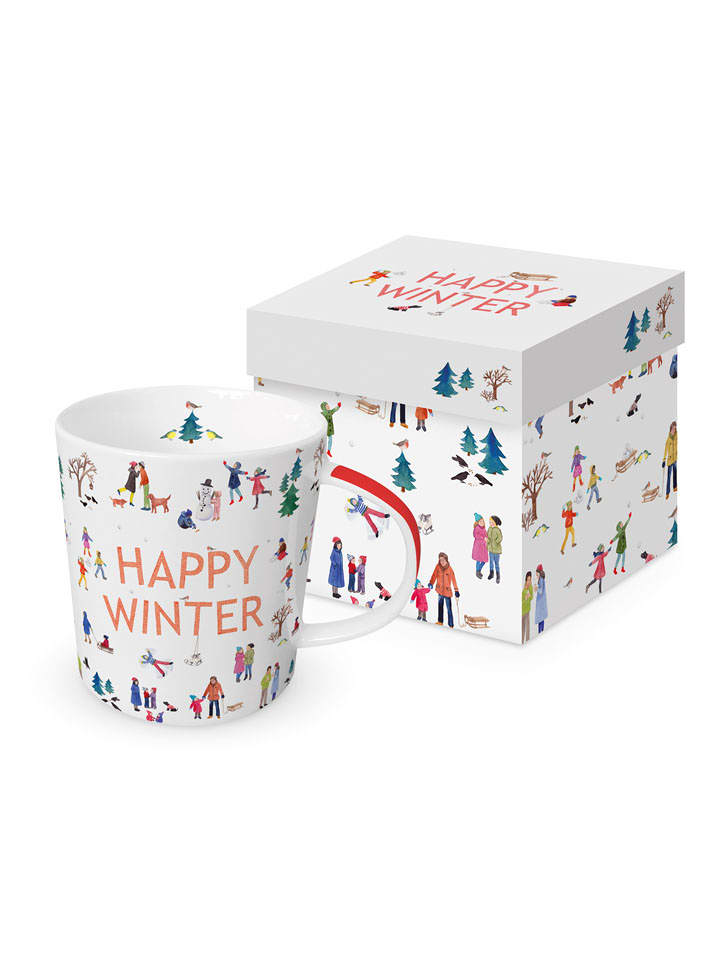 ppd Kubek jumbo "Happy Winter" w kolorze białym ze wzorem - 400 ml rozmiar: onesize