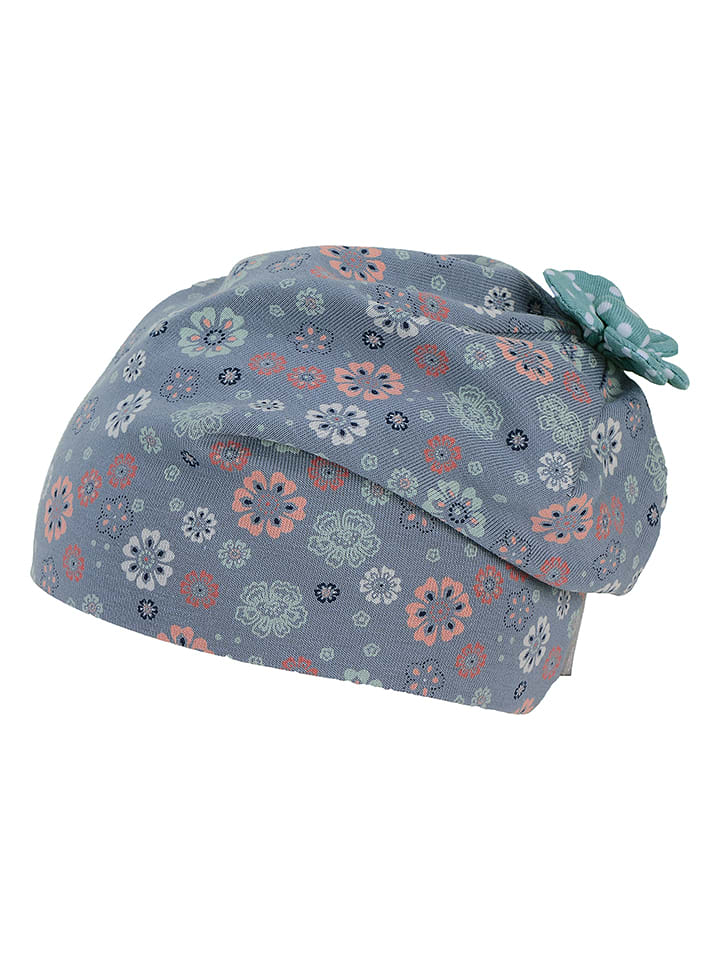 Sterntaler Czapka beanie "Flowers" w kolorze niebieskim rozmiar: 47 cm