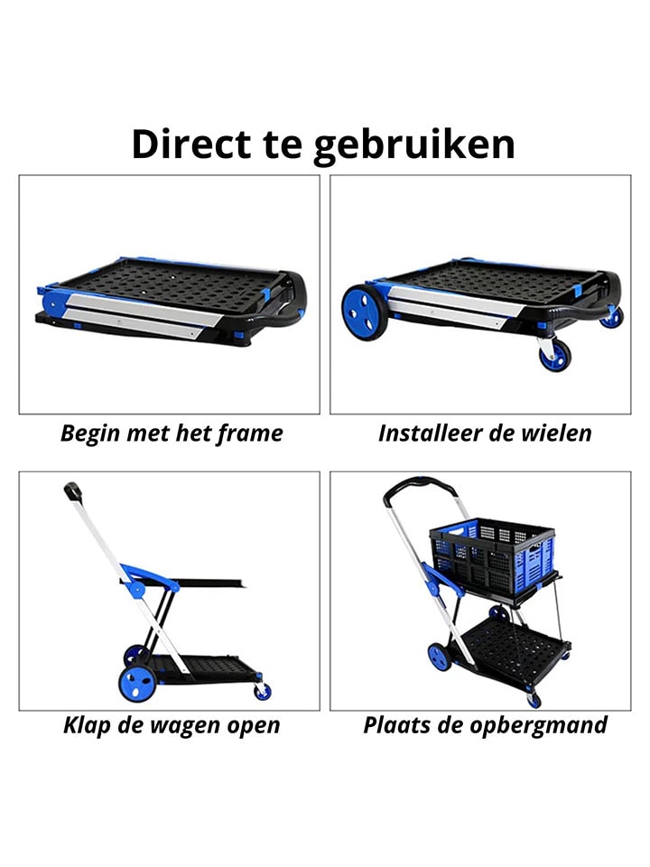 Designnest Wózek w kolorze czarno-niebieskim na zakupy - 53 x 70 x 63 cm rozmiar: onesize