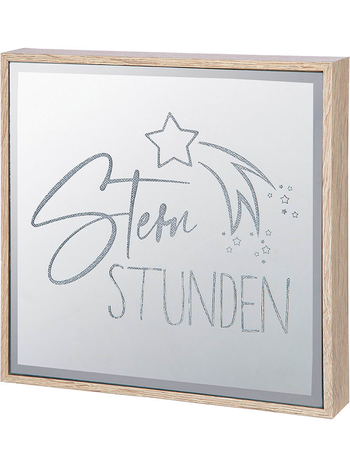 GILDE Obraz lustrzany LED w kolorze srebrno-jasnobrązowym - 21 x 21 x 4 cm rozmiar: onesize