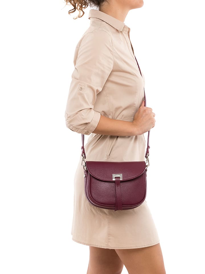 Lia Biassoni Skórzana torebka "Neva" w kolorze bordowym - 20 x 16 x 6 cm rozmiar: onesize